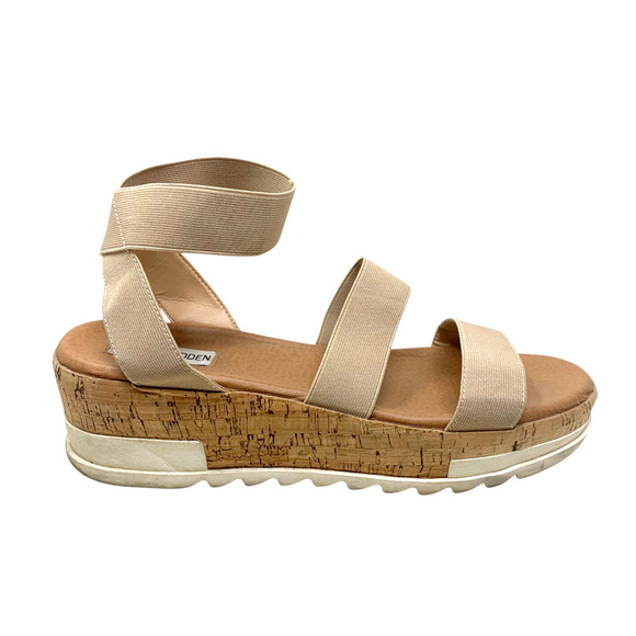 Steve Madden Bandi Sz 9.5 Flatform Platform Cork Wedge Sandals Strappy Lug Sole - Picture 3 of 9
